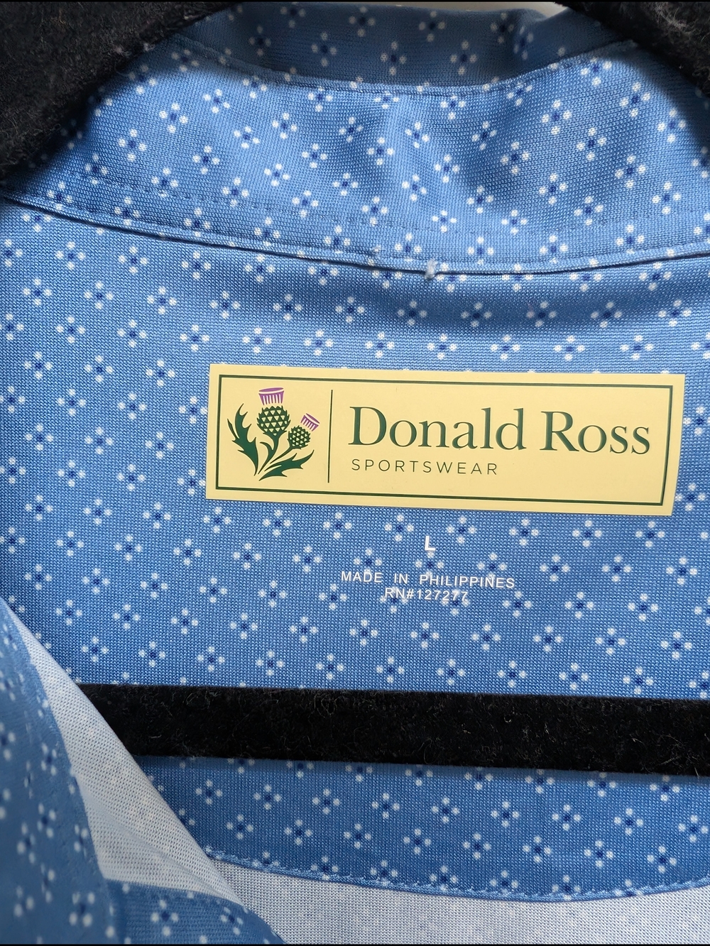 Donald Ross Men's Blue Short-Sleeve Golf Polo, Large - Picture 2 of 3